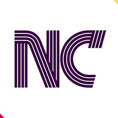 Poster - Parallel line monogram initial logo, combination of letter N and C. Best for branding, company and corporation name abbreviation. personal and commercial purpose.