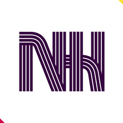 Poster - Parallel line monogram initial logo, combination of letter N and H. Best for branding, company and corporation name abbreviation. personal and commercial purpose.