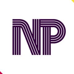 Poster - Parallel line monogram initial logo, combination of letter N and P. Best for branding, company and corporation name abbreviation. personal and commercial purpose.