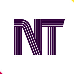 Poster - Parallel line monogram initial logo, combination of letter N and T. Best for branding, company and corporation name abbreviation. personal and commercial purpose.