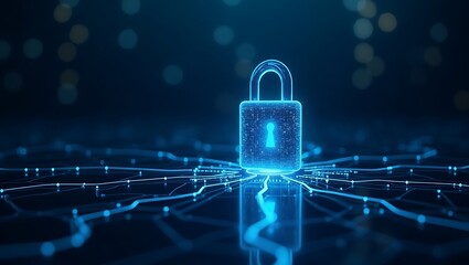 Poster - A digital padlock represents online data protection