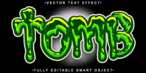 Poster -  Dark Tomb Zombie Creature Undead Horror Night Style Design Vector Fully Editable Smart Object Text Effect