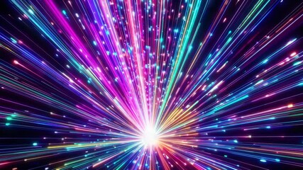 Wall Mural - Radiant neon light rays burst into colorful cosmic explosion with dynamic energy