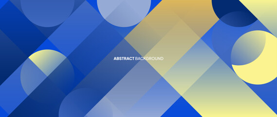 Poster - Abstract square shapes in blue against a background of futuristic concepts. Regular sloping lines create a dynamic petern. Color gradient banner template, wallpaper, brochure, web banner.