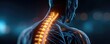 © Jiraporn - Painful movement by pinched nerve concept. A glowing spine highlighting the human skeletal structure.