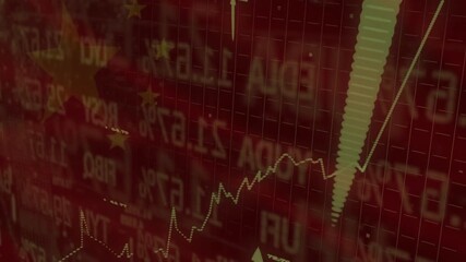 Poster - Faint dotted line appearing bottom-left climbing upward while arrows rising showing EU market surge