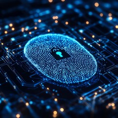 Poster - Fingerprint security system protects personal datum of client in cyberspace with padlock icon ensuring business information touch safety  high resolution   for isolate image