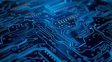 Fototapete - Abstract digital background with technology circuit board texture. Futuristic digital electric tech circuit board pattern background.