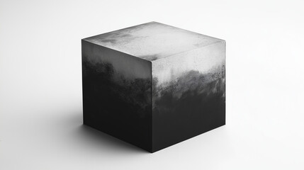 Leinwandbilder - Monochrome cube with textured surface on a plain white background studio shot