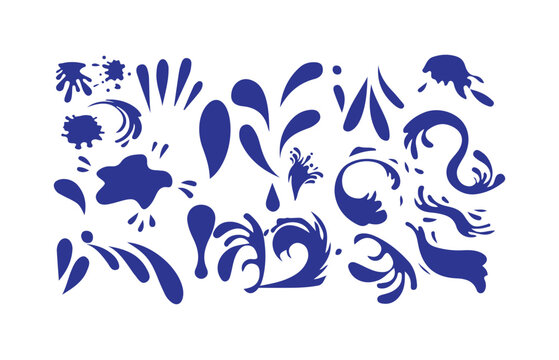 Paint Splash and Ink Blot Icons  Grunge Style Design Set,Bold Splash Shapes and Water Drop Icons, vector illustration eps 10.