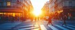 © irawan - Bustling city street at sunset.