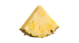 Triangular Pineapple Slice with Textured Rind and Juicy Yellow Flesh Detail.