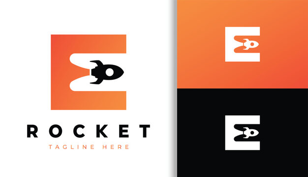 Letter E with Rocket Logo