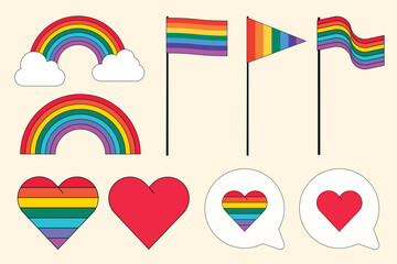 Poster - LGBTQ pride flags, flat graphic set vector