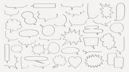 Poster - A collection of various speech bubbles in different shapes and sizes. Speech bubbles for comics, cartoons, and illustrations. Speech bubbles in outline style. Message illustration vector.