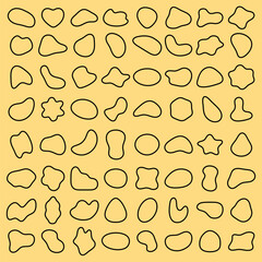 Poster - Abstract shapes on a background. Organic shapes, varied forms, and unique patterns. Repeated abstract shapes create a modern, artistic look. Black shape vector set.