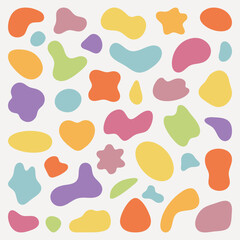 Poster - Abstract shapes on a background. Organic shapes, varied forms, and unique patterns. Repeated abstract shapes create a modern, artistic look. Black shape vector set.