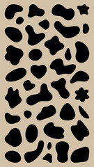 Poster - Abstract shapes on a background. Organic shapes, varied forms, and unique patterns. Repeated abstract shapes create a modern, artistic look. Black shape vector set.