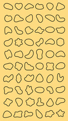 Poster - Abstract shapes on a background. Organic shapes, varied forms, and unique patterns. Repeated abstract shapes create a modern, artistic look. Black shape vector set.