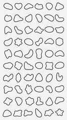 Poster - Abstract shapes on a background. Organic shapes, varied forms, and unique patterns. Repeated abstract shapes create a modern, artistic look. Black shape vector set.