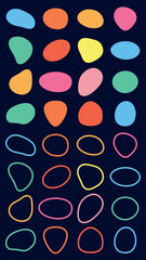 Poster - Abstract shapes on a background. Organic shapes, varied forms, and unique patterns. Repeated abstract shapes create a modern, artistic look. Black shape vector set.