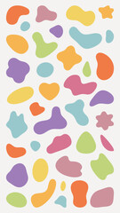 Poster - Abstract shapes on a background. Organic shapes, varied forms, and unique patterns. Repeated abstract shapes create a modern, artistic look. Black shape vector set.