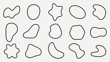 Poster - Abstract shapes on a background. Organic shapes, varied forms, and unique patterns. Repeated abstract shapes create a modern, artistic look. Black shape vector set.