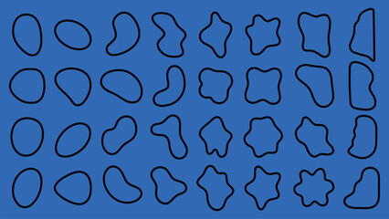 Poster - Abstract shapes on a background. Organic shapes, varied forms, and unique patterns. Repeated abstract shapes create a modern, artistic look. Black shape vector set.