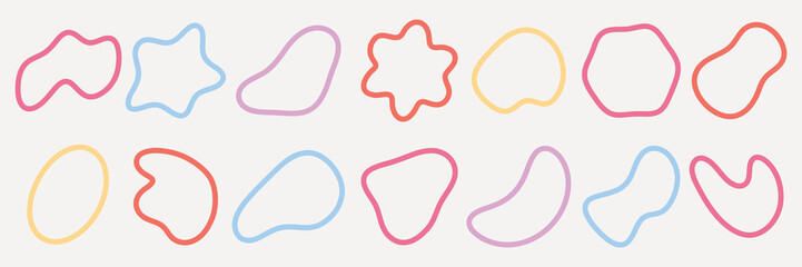 Poster - Colorful abstract shapes in red, blue, and yellow lines. Abstract shapes in various forms. Playful, abstract, and colorful shapes on a light background. Colorful shapes, vector element set.