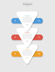Poster - 3cs model framework for infographic with drop shadow style with round triangle bottom direction with stacked list with 3 point list information