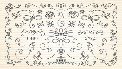 Poster - Elegant floral dividers. Swirls and leaves create decorative floral dividers. Perfect for invitations, floral-themed designs, and decorative accents. Hand drawn ornament vector set.