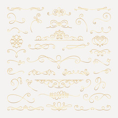 Poster - Elegant floral dividers. Swirls and leaves create decorative floral dividers. Perfect for invitations, floral-themed designs, and decorative accents. Hand drawn ornament vector set.