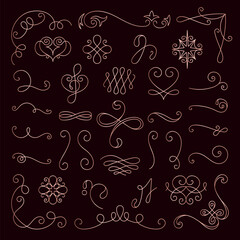Poster - Elegant floral dividers. Swirls and leaves create decorative floral dividers. Perfect for invitations, floral-themed designs, and decorative accents. Hand drawn ornament vector set.