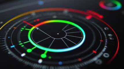 Poster - Colorful digital interface with concentric rings.