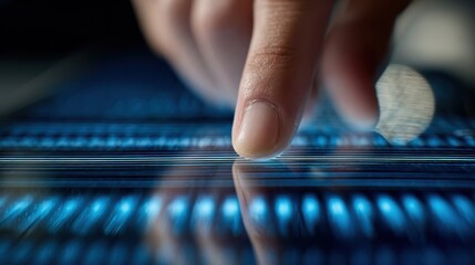Aufkleber - A fingertip touches a digital interface.