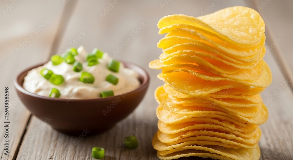 Transitional Crisps Delicious Potato Crisps Served with Creamy Onion Dip as a Perfect Snack ...