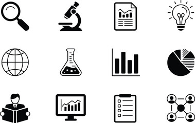 Poster - Black and White Science and Business Icon Set icons