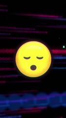 Poster - Animation of emoji icon over blue and red spots
