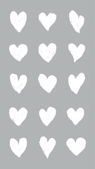Poster - Various black heart doodles on background. Heart shapes, doodles, and patterns create a playful and artistic design. Hearts in different styles. Cute hand drawn Valentine's Day vector set.