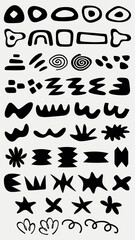 Poster - Abstract black shapes in various forms and patterns. Geometric and organic shapes, bold black designs. Repeated abstract shapes and patterns in black. Black and white vector set.