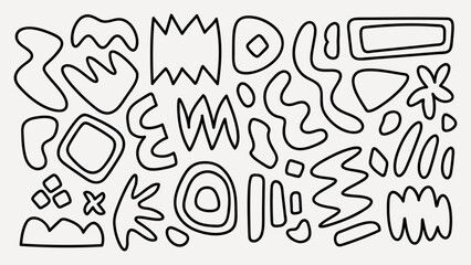 Poster - Abstract black shapes in various forms and patterns. Geometric and organic shapes, bold black designs. Repeated abstract shapes and patterns in black. Black and white vector set.