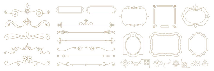 Poster - Elegant vintage frames and borders in various ornate designs. Decorative frames and borders for invitations, cards, and vintage-themed projects. Vintage ornamental elements vector set.