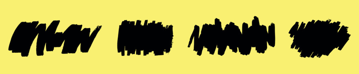Poster - Set of black brush strokes. Brush strokes vary in shape and size. Ideal for artistic, creative, and design projects. Brush strokes for texture. Creative elements, vector set.