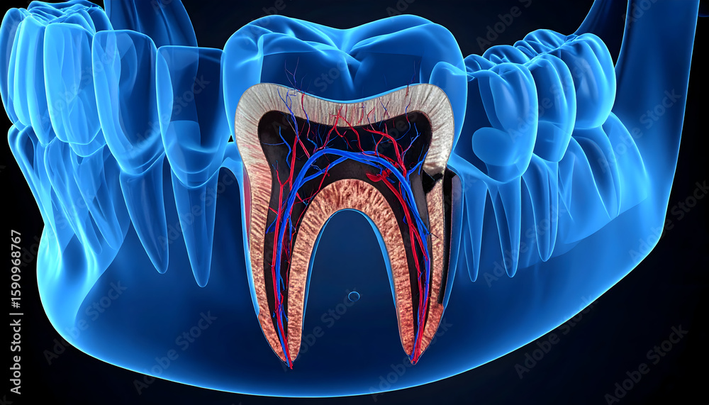 Teeth Internal Structure Detailed Cross Section of a Human Tooth Showing Internal Anatomy Stock ...