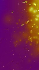 Poster - Golden confetti falling animation over purple and yellow background