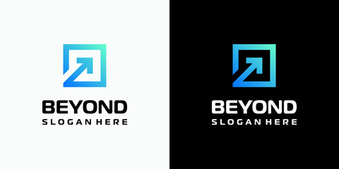 Aufkleber - Vector logo design of rectangular shape with growth arrow in modern, simple, clean and abstract style. An icon for business, technology, and personal branding.