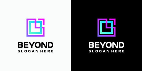 Aufkleber - Vector logo design of initials B and O in a rectangular shape with a growth arrow in a modern, simple, clean and abstract style. Icon for business, technology and personal branding.