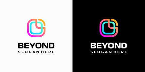 Aufkleber - Vector logo design of initials B and O in a rectangular shape with a growth arrow in a modern, simple, clean and abstract style. Icon for business, technology and personal branding.