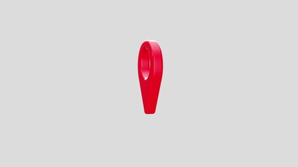 red map location pin bouncing on chroma key background, location icon animation, Location map pin pointer on GPS Map tracker animation, 3d Animation of Red location pin, Location Pin.