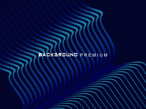 Abstract background with elegant waves of gradient blue stripes, creating the illusion of depth and movement.